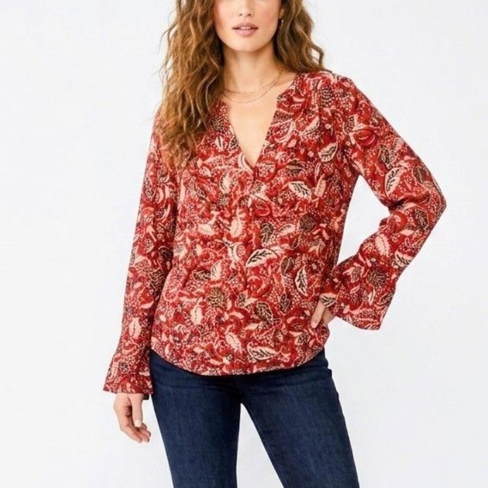 JESSICA SIMPSON Blouse Leslie Boho Top "Mother Nature" Print Women Small NEW NWT